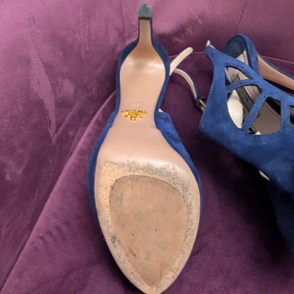 Blue Suede Prada Heels 38 - Picture 7 of 10